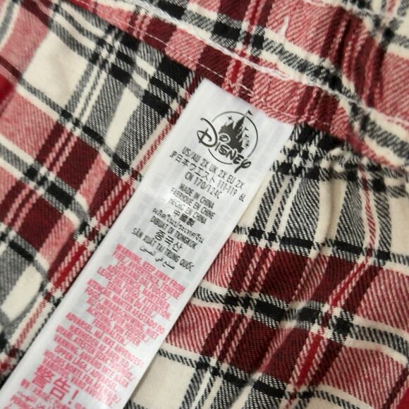 Disney Adult 2XL Pajama PJ Set Christmas 2022 Mickey Holiday Tartan Plaid Red - Picture 7 of 14